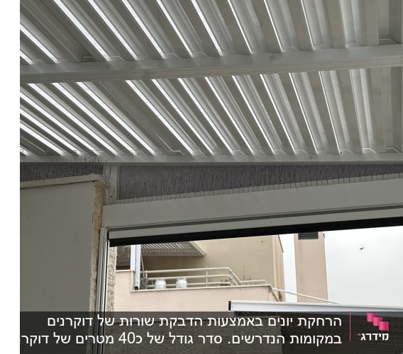 מחסום יונים מותקן על גג מתכת לבן